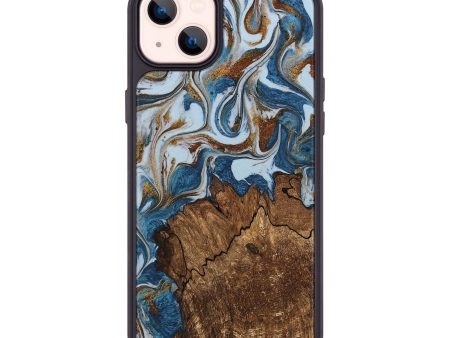 iPhone 14 Plus Wood Phone Case - Izayah (Teal & Gold, 745312) Hot on Sale