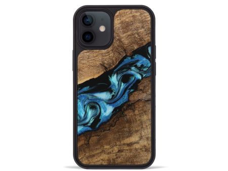 iPhone 12 mini Wood Phone Case - Blithe (Blue, 745324) Online now