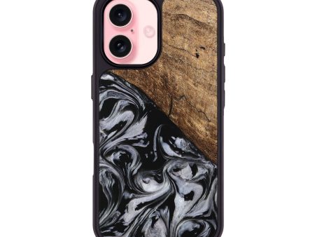 iPhone 16 Wood Phone Case - Aubree (Black & White, 745187) Cheap