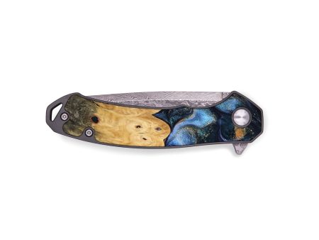 EDC Wood Pocket Knife - Karla (Teal & Gold, 745186) Online Hot Sale