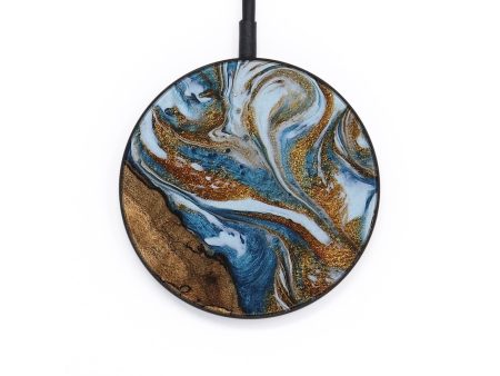 Circle Wood Wireless Charger - Verlon (Teal & Gold, 745319) Hot on Sale