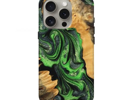 iPhone 16 Pro Wood Live Edge Phone Case - Nicki (Green, 745065) For Sale