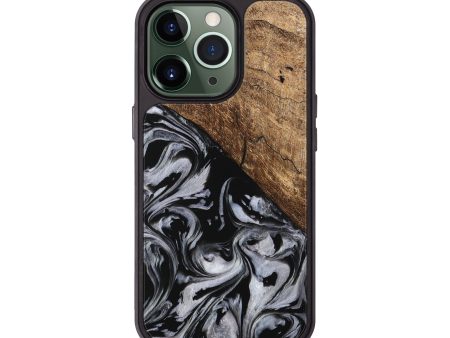 iPhone 13 Pro Wood Phone Case - Aubree (Black & White, 745187) Sale