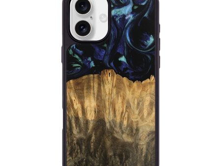 iPhone 16 Plus Wood Phone Case - Carry (Blue, 745169) Discount