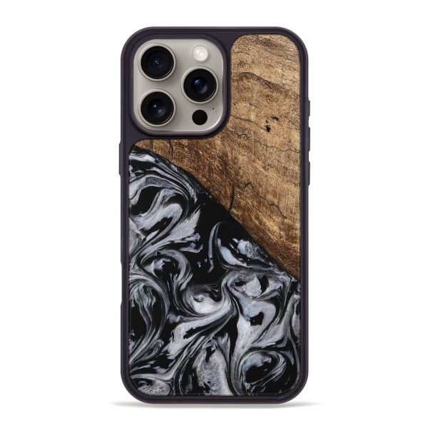 iPhone 16 Pro Max Wood Phone Case - Aubree (Black & White, 745187) Supply