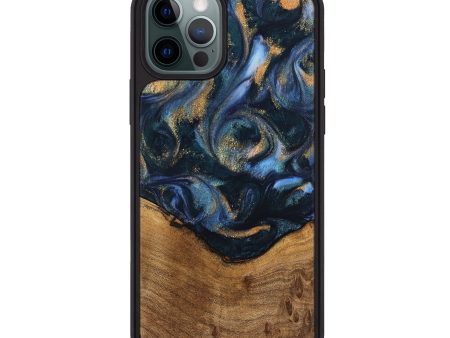 iPhone 12 Pro Max Wood Phone Case - Blinni (Teal & Gold, 745080) on Sale