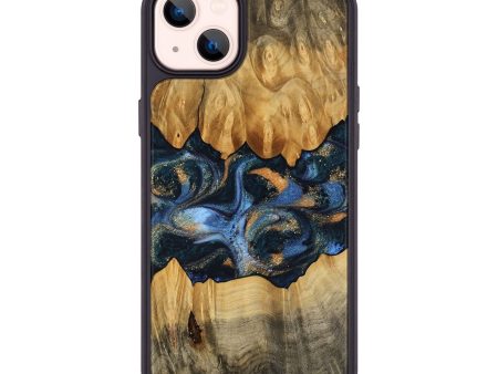 iPhone 14 Plus Wood Phone Case - Omarion (Teal & Gold, 745098) Supply