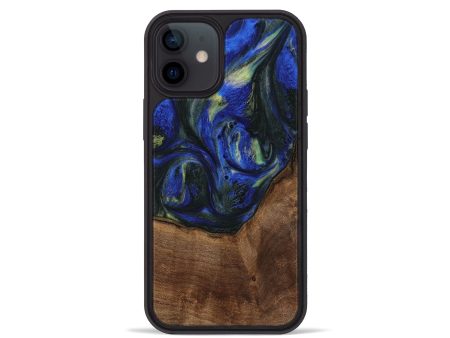 iPhone 12 mini Wood Phone Case - Alvin (Blue, 745094) For Cheap