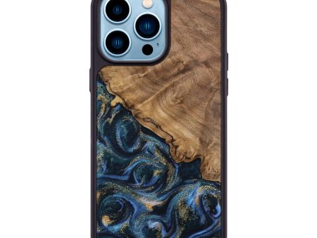 iPhone 14 Pro Max Wood Phone Case - Caty (Teal & Gold, 745125) Discount