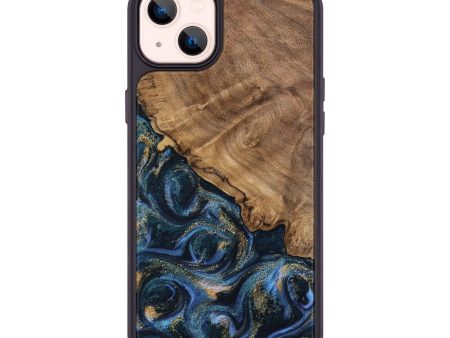 iPhone 14 Plus Wood Phone Case - Caty (Teal & Gold, 745125) Online Sale