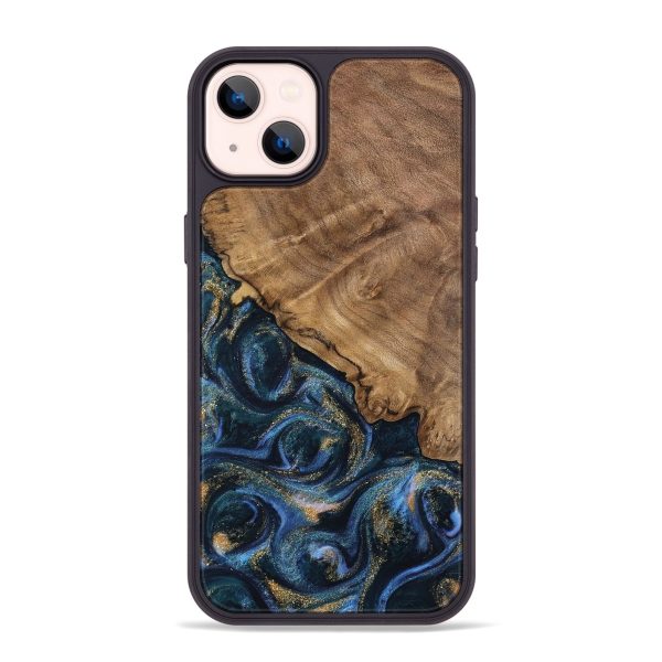 iPhone 14 Plus Wood Phone Case - Caty (Teal & Gold, 745125) Online Sale