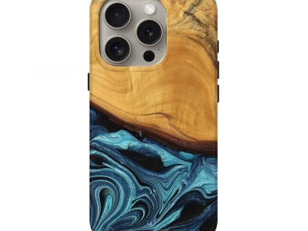 iPhone 16 Pro Wood Live Edge Phone Case - Frinel (Blue, 745069) Online Sale