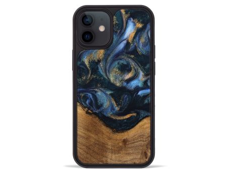 iPhone 12 mini Wood Phone Case - Blinni (Teal & Gold, 745080) Fashion