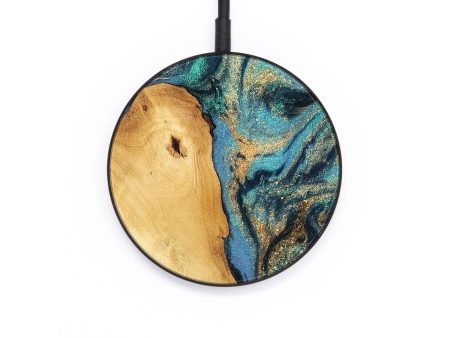 Circle Wood Wireless Charger - Perle (Teal & Gold, 745016) Supply