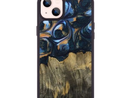 iPhone 14 Plus Wood Phone Case - Lotte (Teal & Gold, 745119) Online now